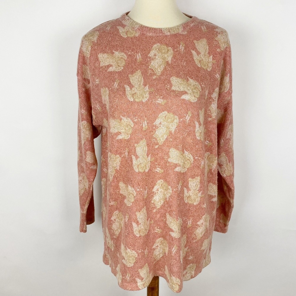 Gabriella T. Sweater Women Medium Pink Lambswool‎ Angora Metallic Angels Italy